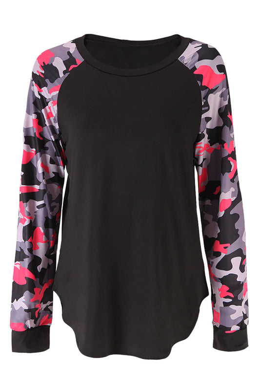 Iyasson Camouflage Print Sleeve T-shirt