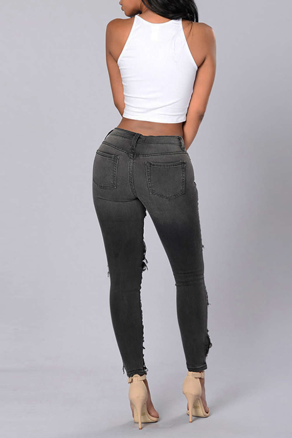 Iyasson High Waisted Destroyed Skinny Jeans