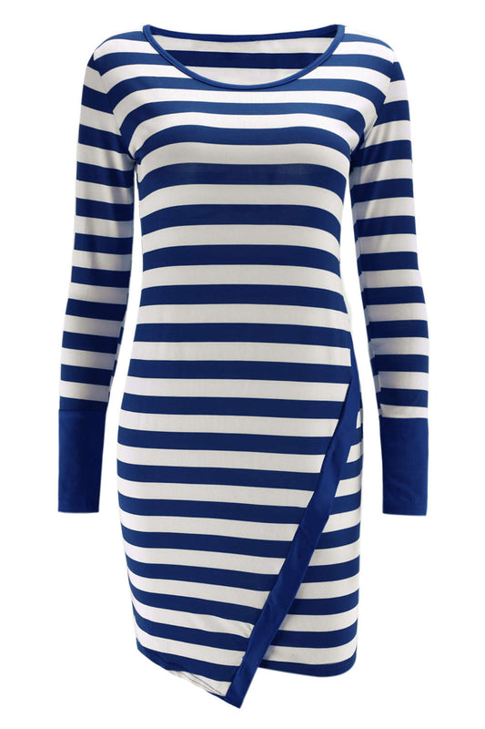 Iyasson Striped Long Sleeve Bodycon Dress