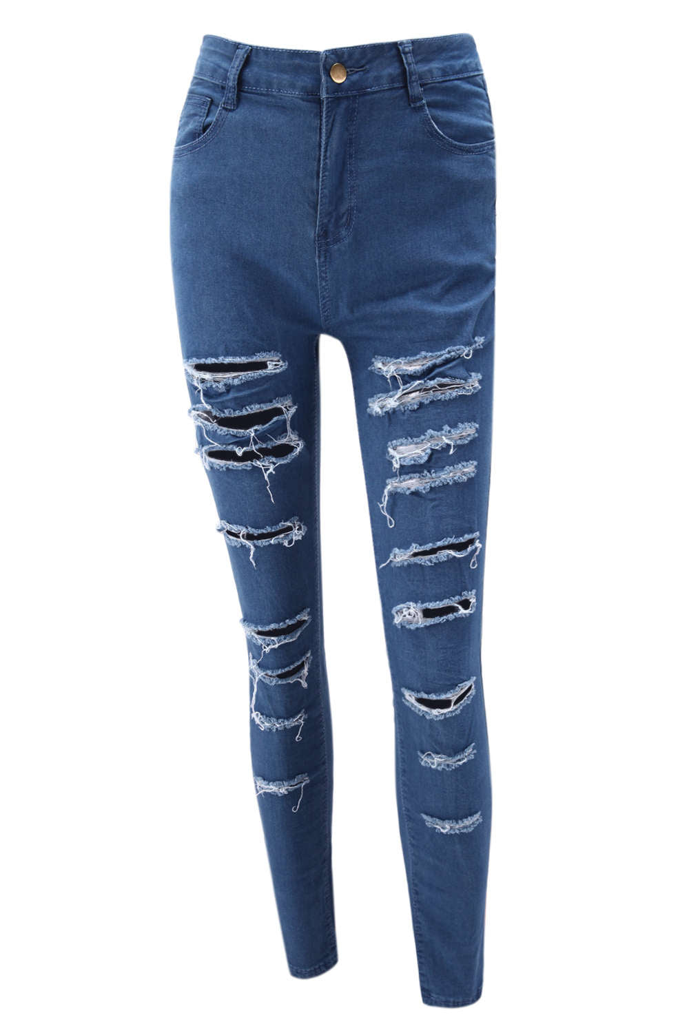 Iyasson Front Ripped Skinny Pencil Jeans Pants