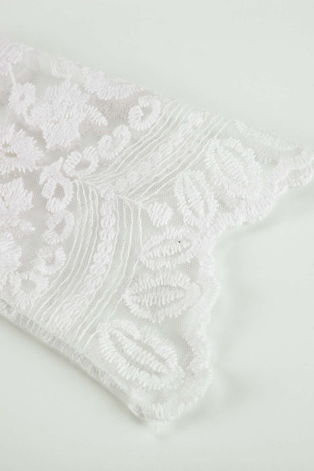 Iyasson Lace Cuff Splicing Scooped Neckline T-shirt Tops
