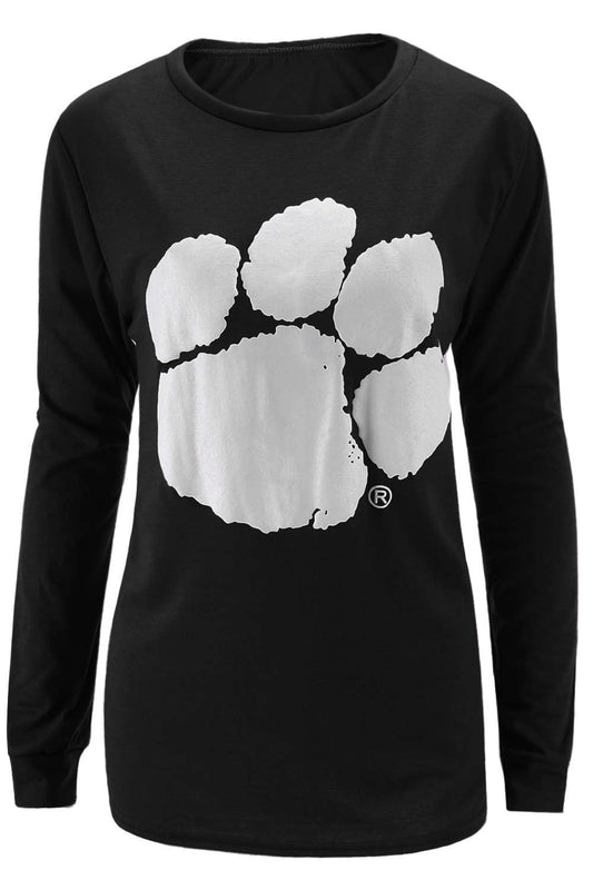 Iyasson Cute Bear Paw Print Long Sleeve Sweatshirt