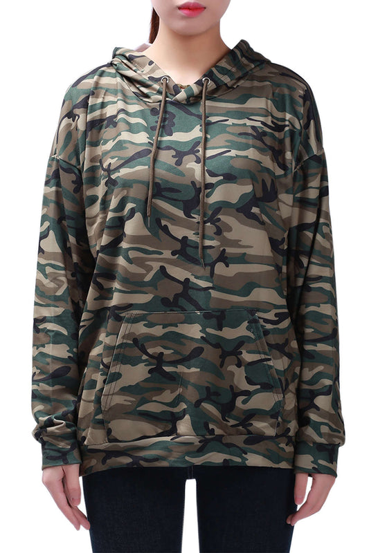 Iyasson Camo Color Hooded Pullover Hoodie 