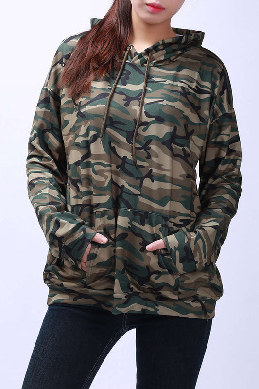 Iyasson Camo Color Hooded Pullover Hoodie 