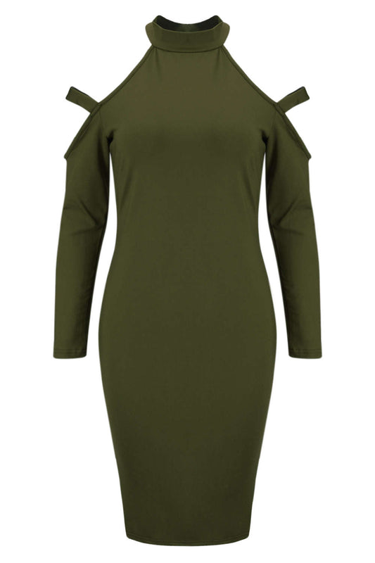 Iyasson Womens Sexy Long Sleeve Cold Shoulder Bodycon Club Dresses