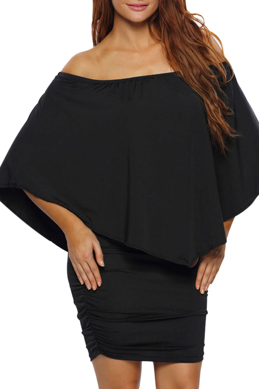 Iyasson Off-shoulder Batwing Bodycon Dress