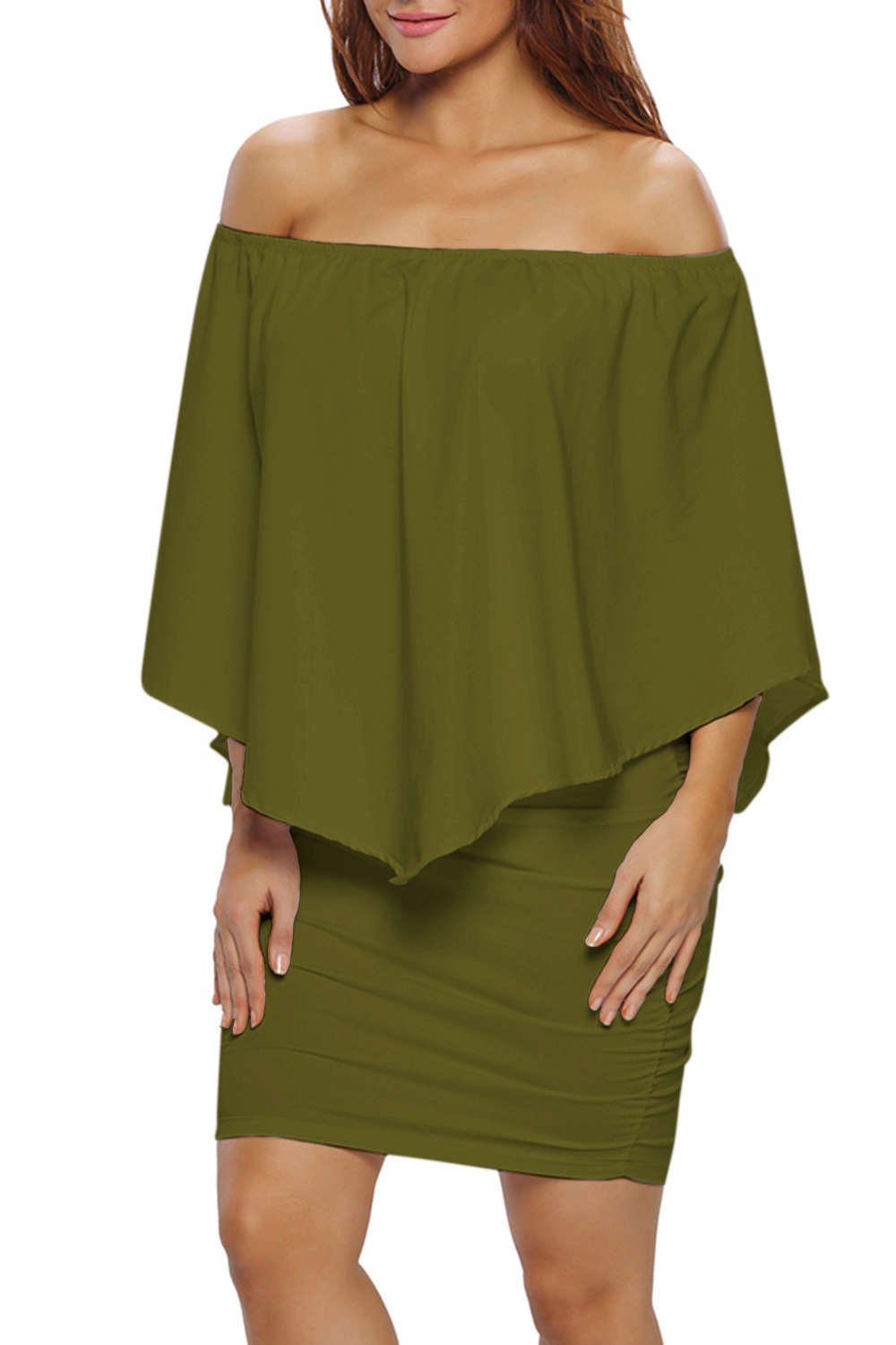 Iyasson Off-shoulder Batwing Bodycon Dress