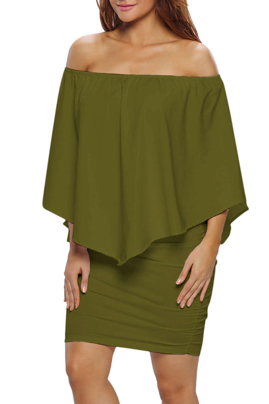 Iyasson Off-shoulder Batwing Bodycon Dress