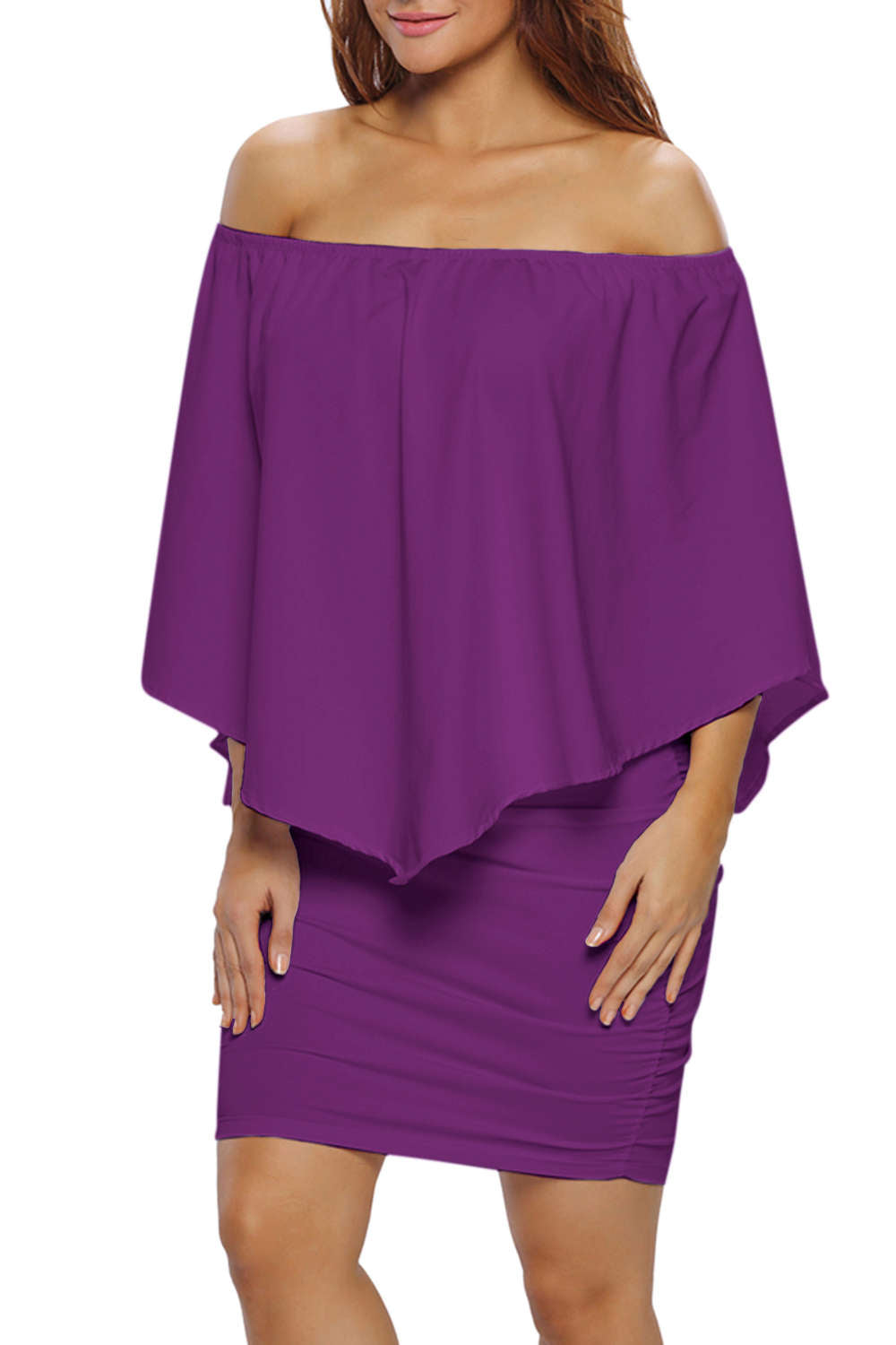 Iyasson Off-shoulder Batwing Bodycon Dress