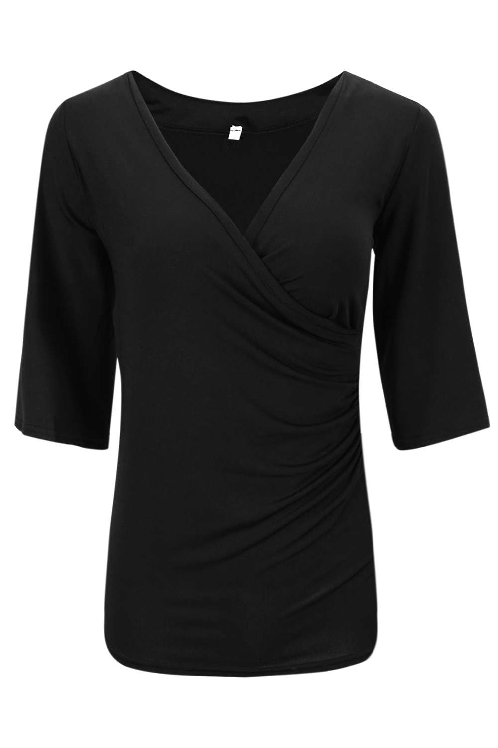 Iyasson Women's V Neck Cold Shoulder Trumpet Sleeve Wrap Top T-shirts
