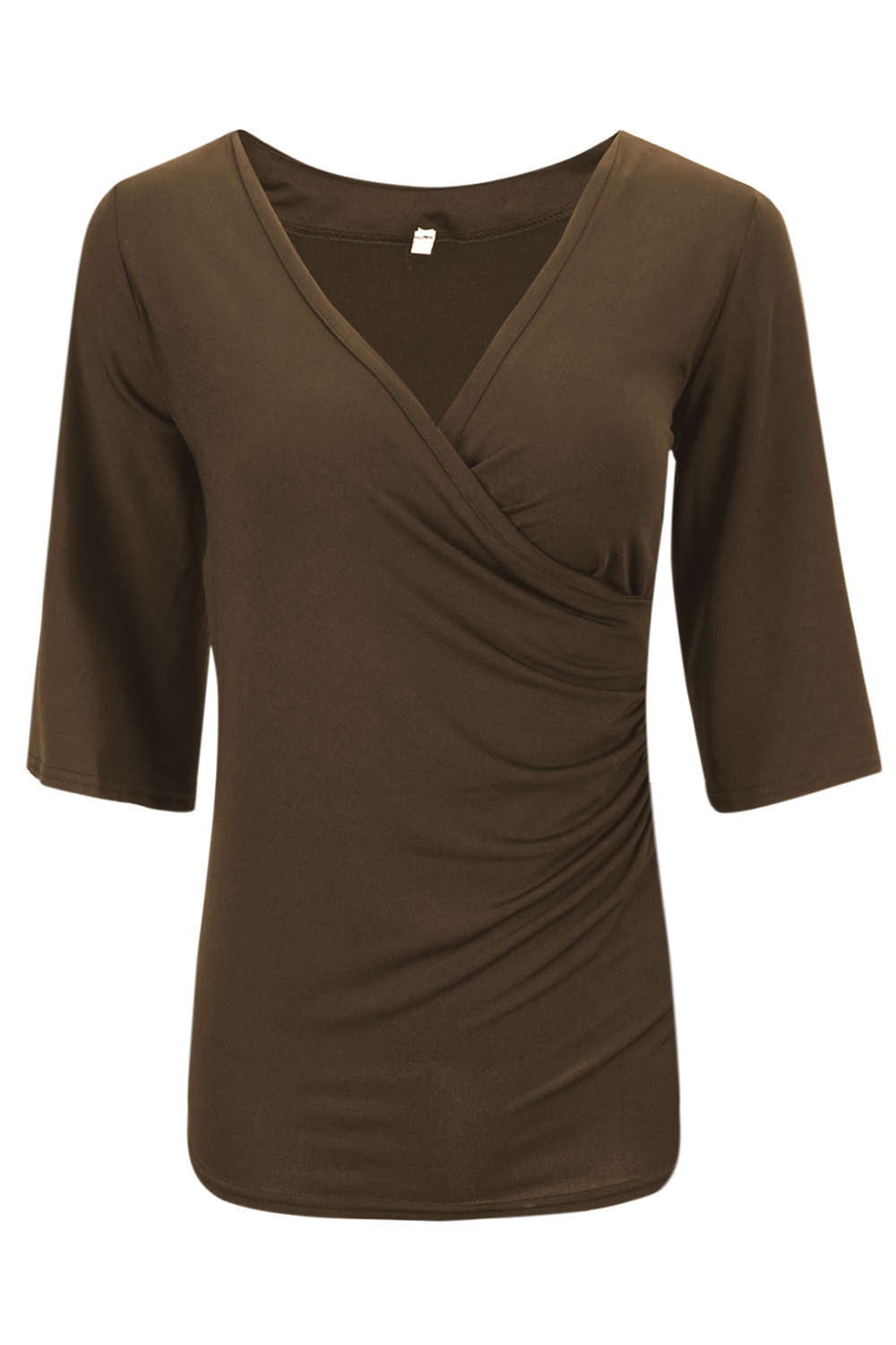 Iyasson Women's V Neck Cold Shoulder Trumpet Sleeve Wrap Top T-shirts
