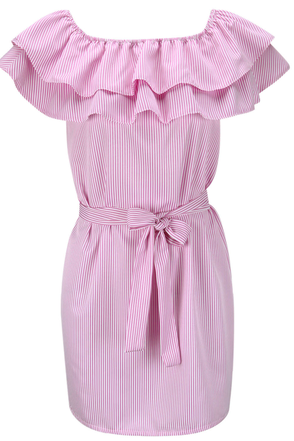 Iyasson Women's Casual Off Shoulder Striped Ruffles Short Dresses