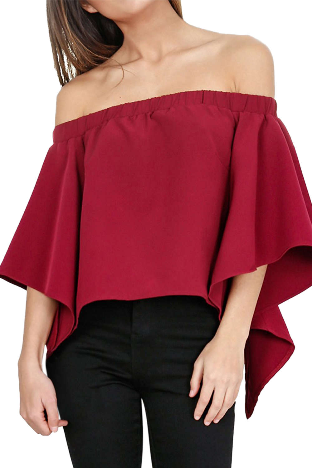 Iyasson Women's Off Shoulder Casual Strapless Blouses