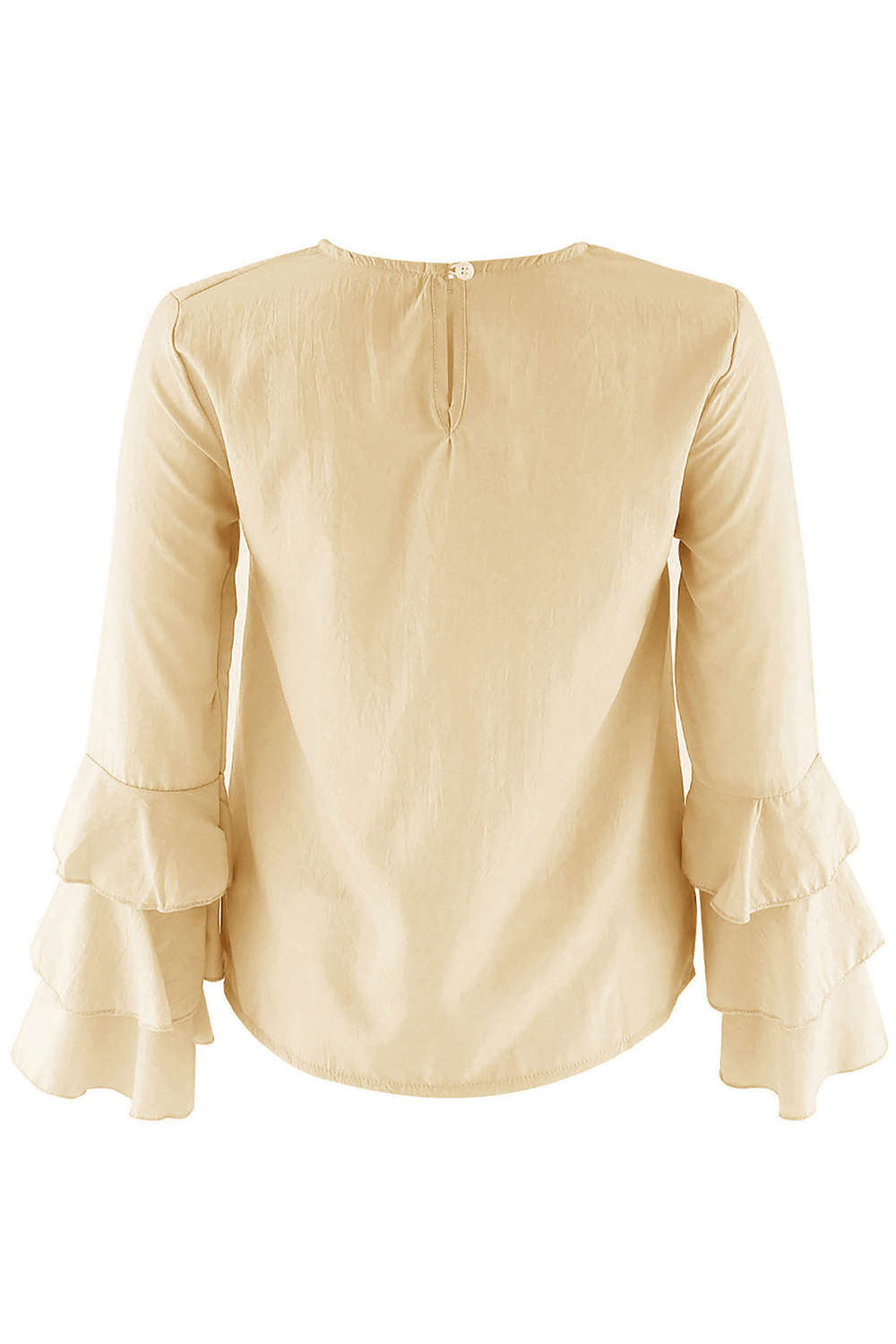 Iyasson Round Neck Bell-Sleeve Blouse Top