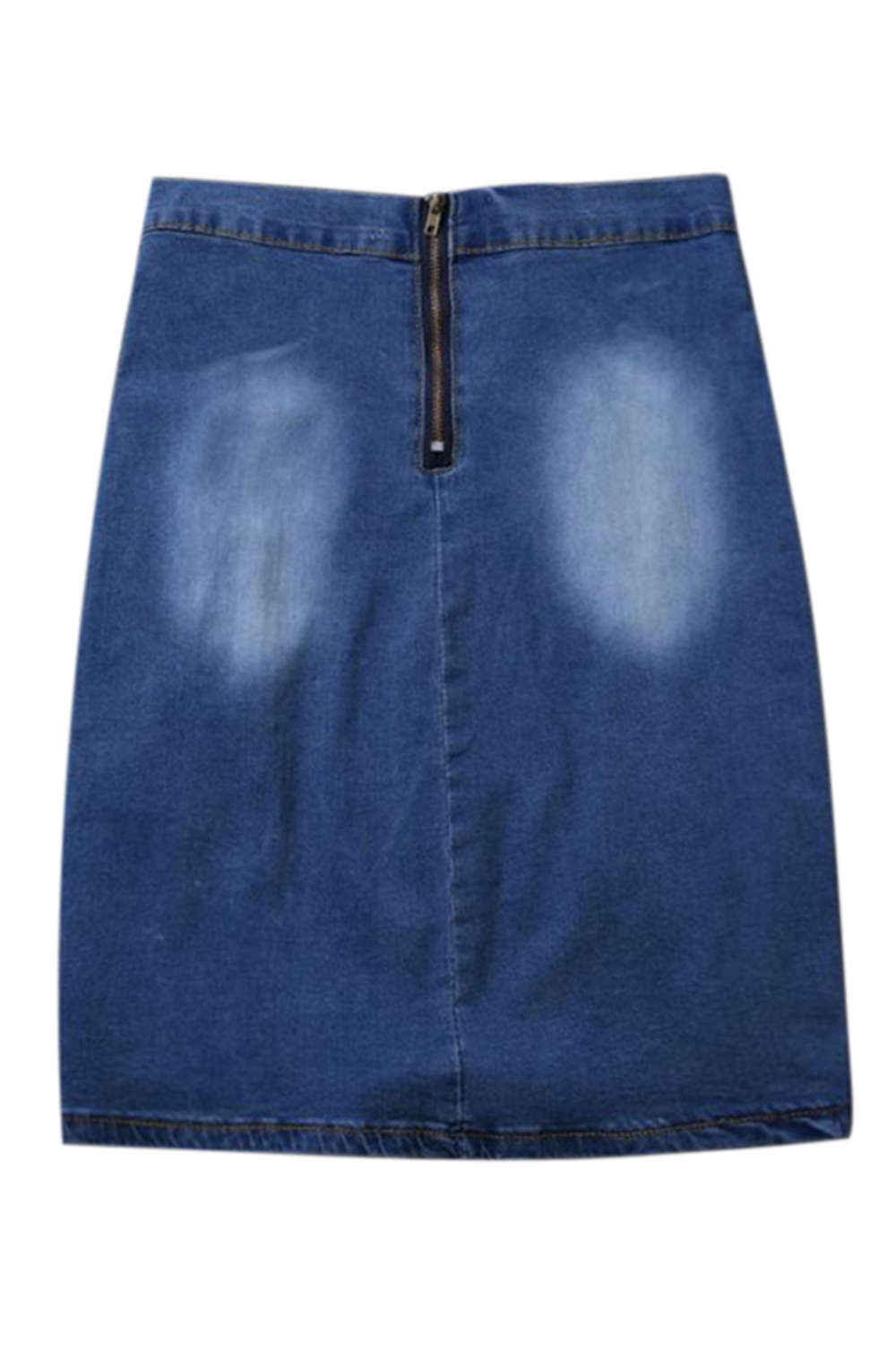 Iyasson Women High Waisted Denim Skirt with Rips