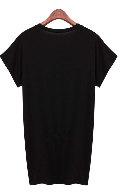 Iyasson Sequin Embellishment V-neck T-Shirt Dress