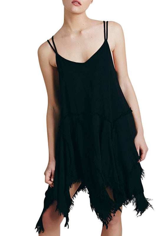 Iyasson Tassel & Asymmetric Hem Midi Sundress