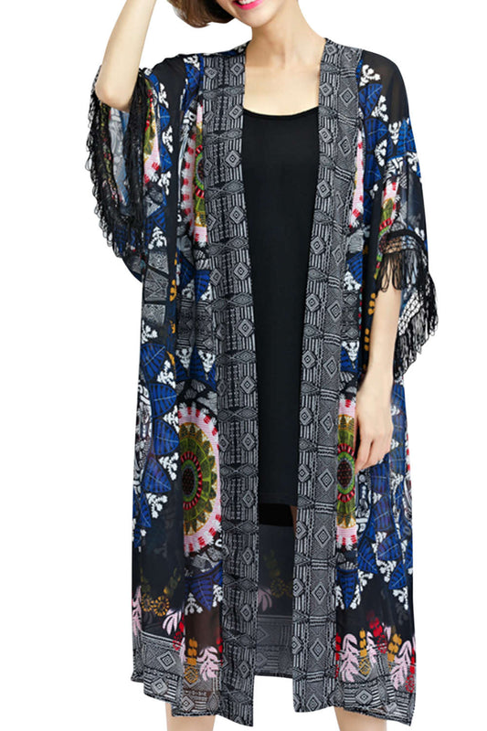 Iyasson Vintage Maxi Beach Cover Up Kimono