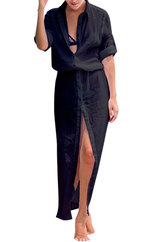 Iyasson Beach Cover Up Shirt Dress