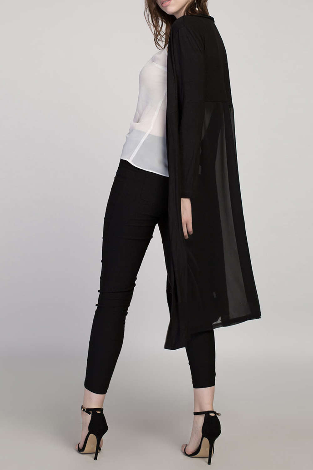 Iyasson Long Sleeve Chiffon Kimono Cardigan 