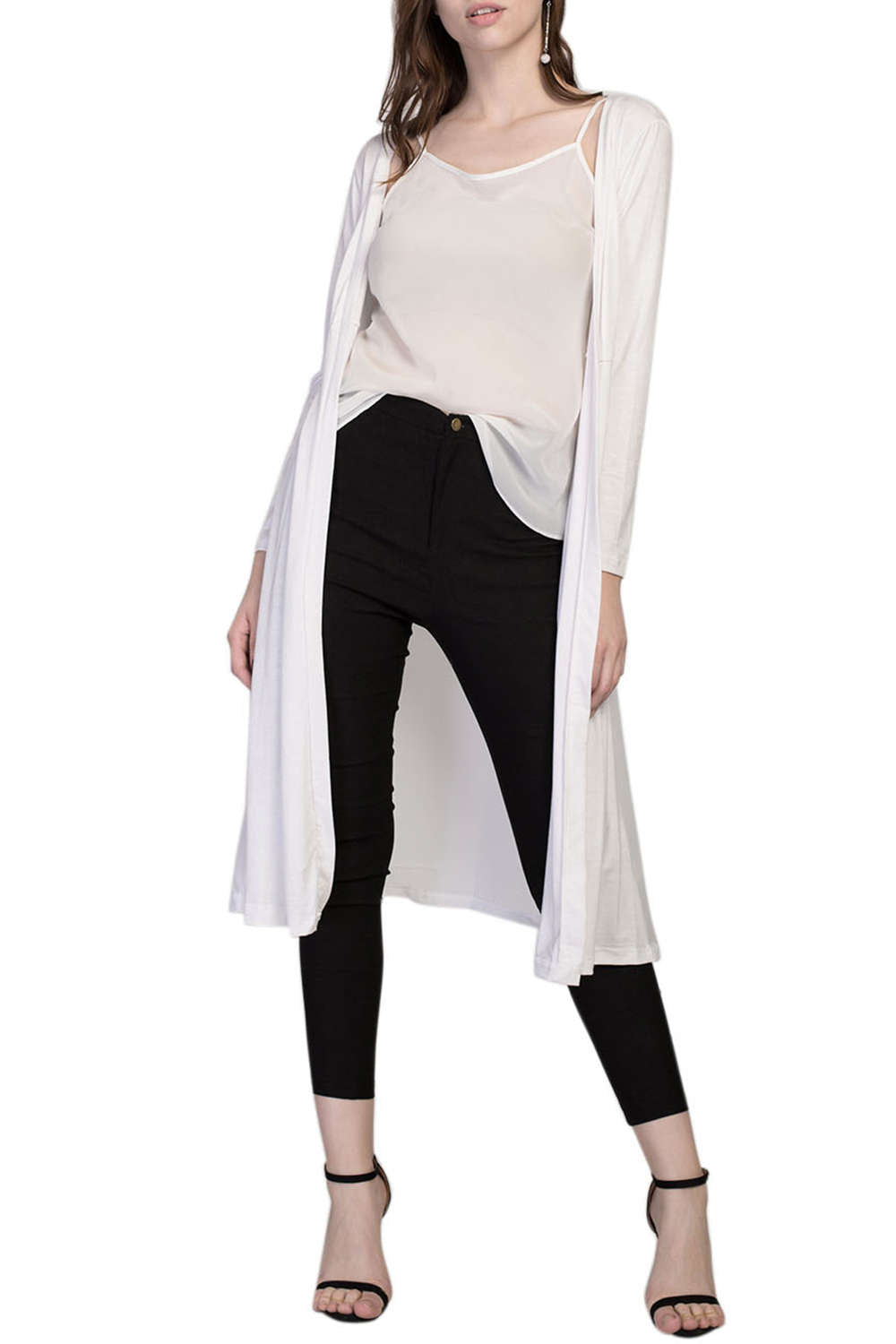 Iyasson Long Sleeve Chiffon Kimono Cardigan 