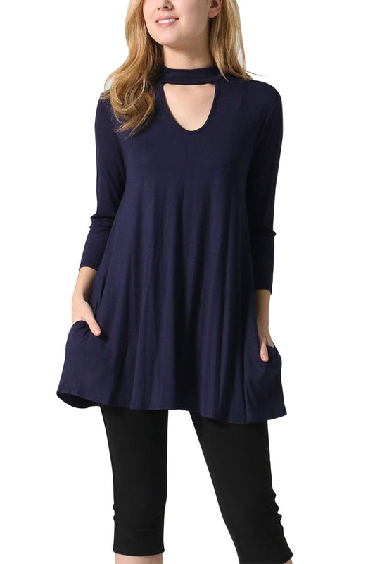 Iyasson Women's High Neck Tunic Dress