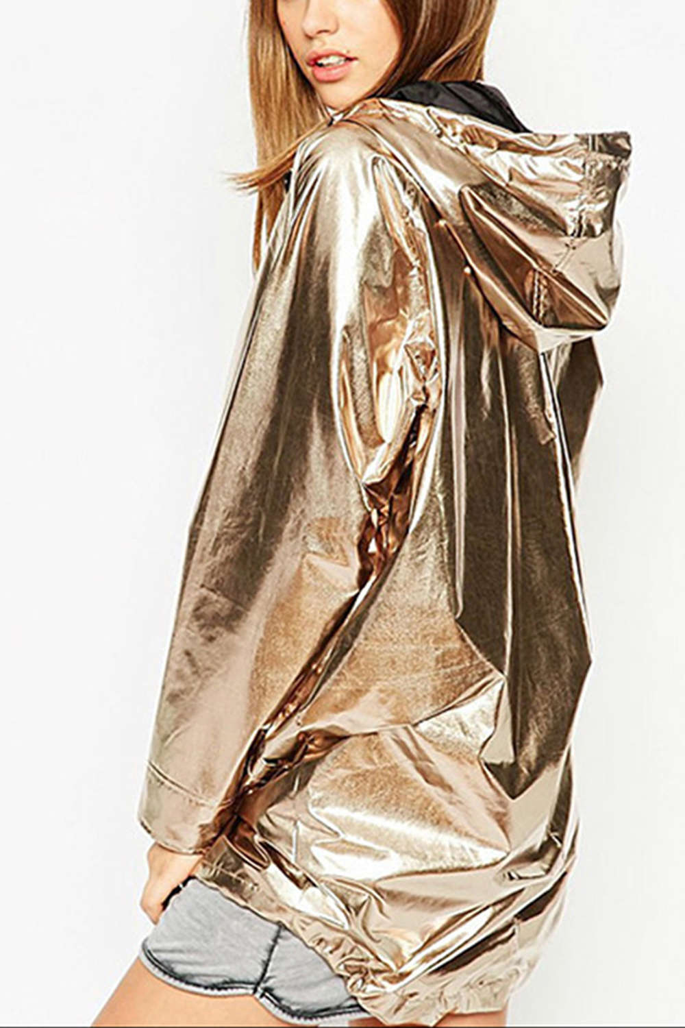 Iyasson Shining Metallic Girl's Jacket Hoodie 