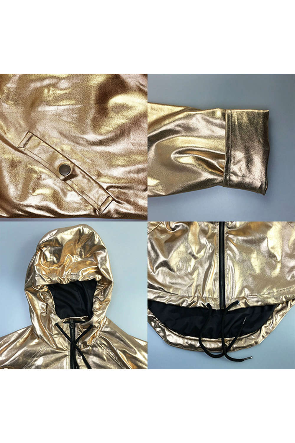 Iyasson Shining Metallic Girl's Jacket Hoodie 