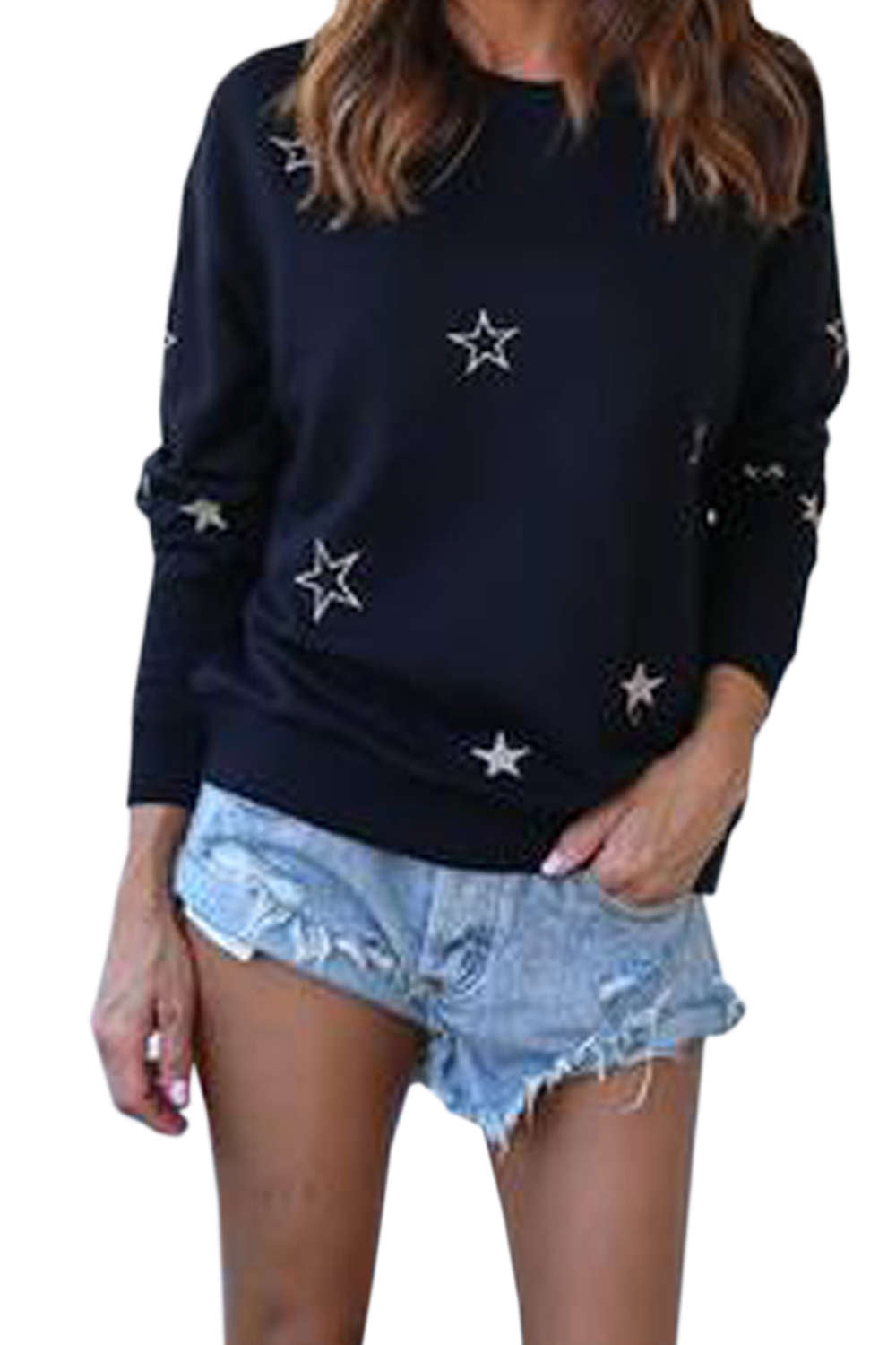 Iyasson Star Print Relaxed Fit Sweater
