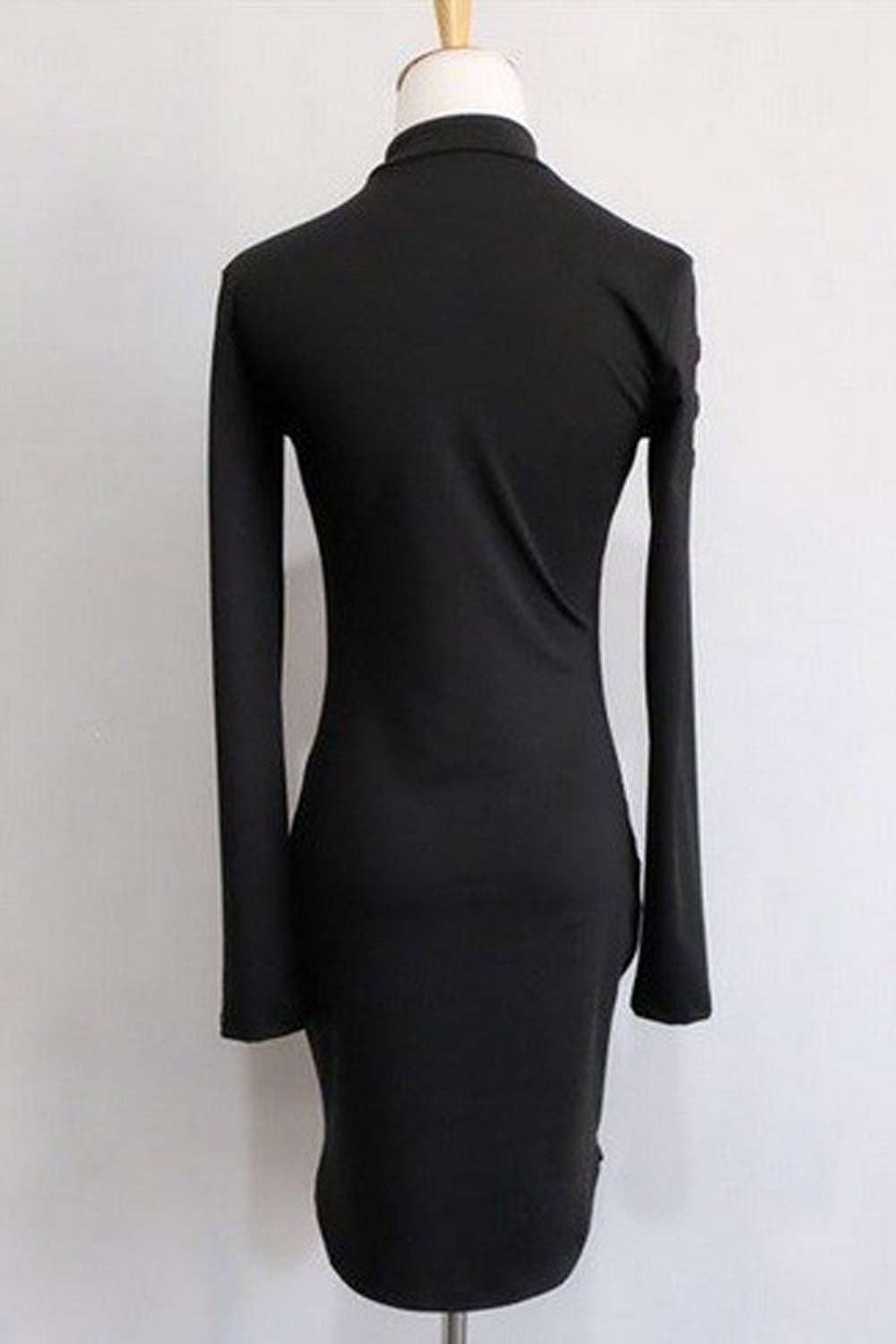 Iyasson Sexy Roll Neck Long Sleeve Body-Con Dress