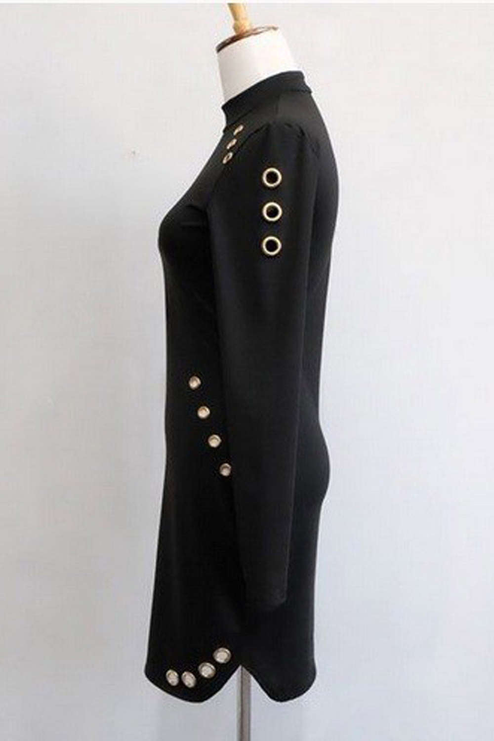 Iyasson Sexy Roll Neck Long Sleeve Body-Con Dress