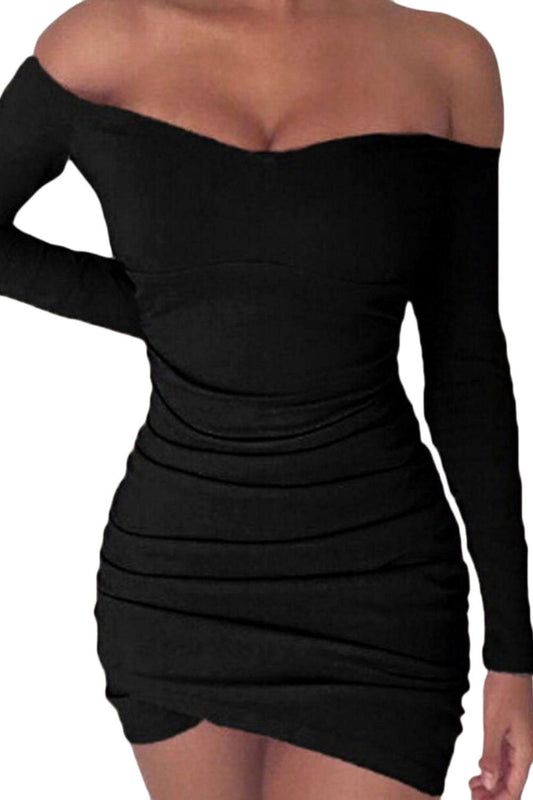 Iyasson Off shoulder Long Sleeve Body-Con Dress