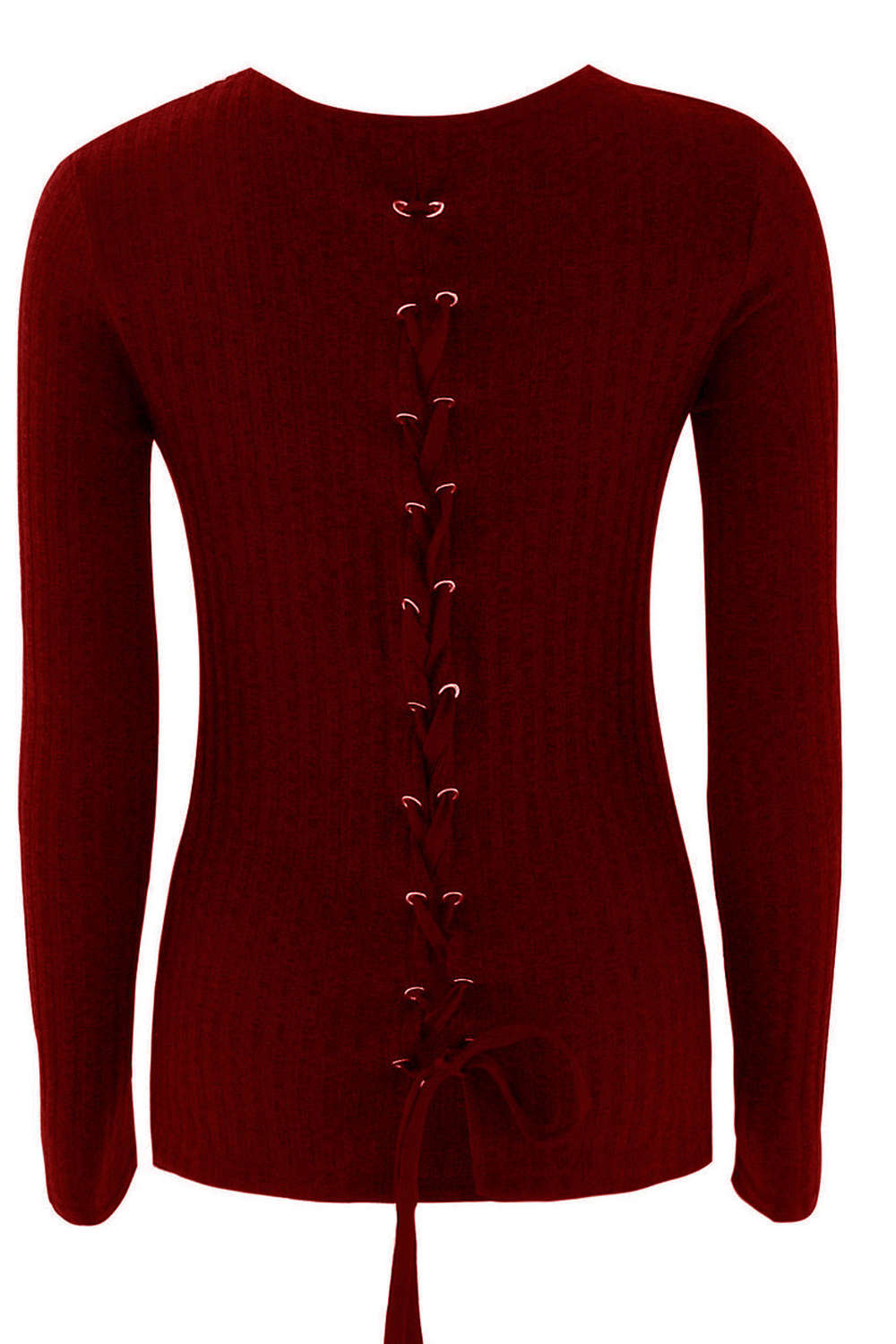 Iyasson Women's Knitted Back Lace Up Slim Sweater