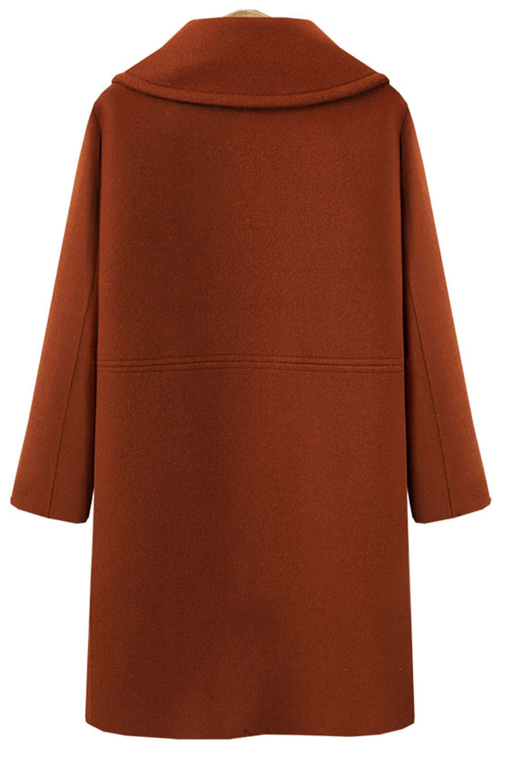 Iyasson Solid Lapel Long Woolen Coat