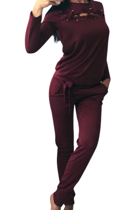 Iyasson Front Cross Design Long Sleeve Two-piece Hoodie