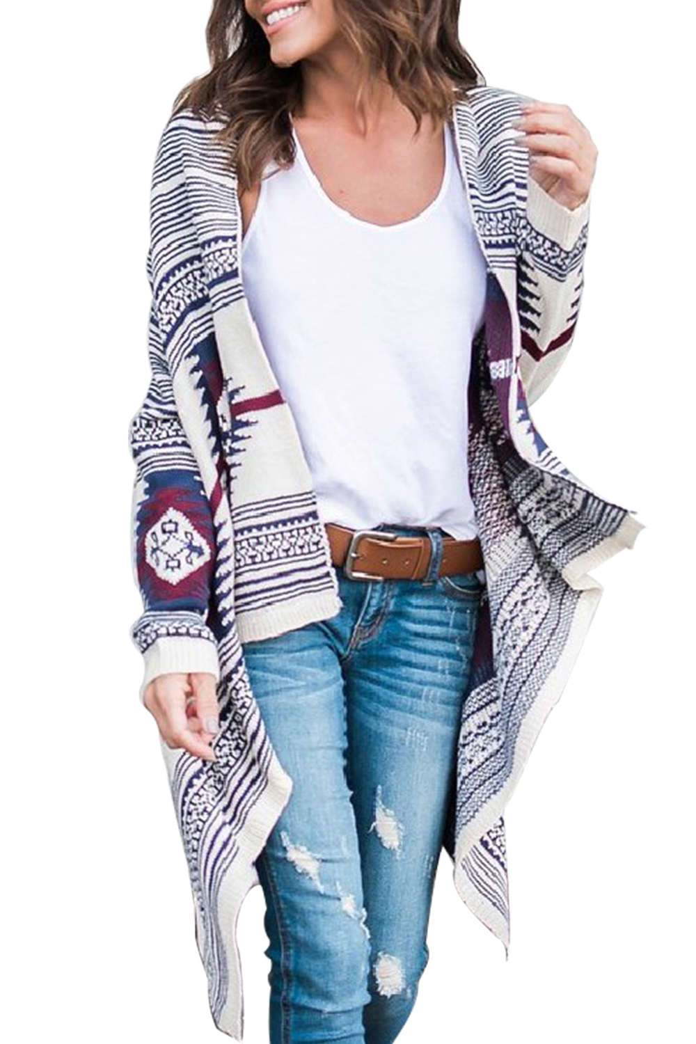 Iyasson Geometric Pattern Cardigan