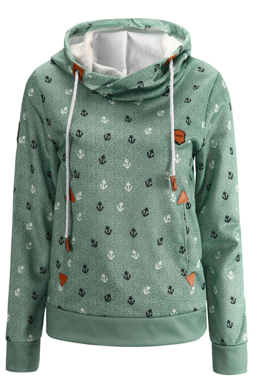 Iyasson Womens Anchor Pattern Cotton Hoodie