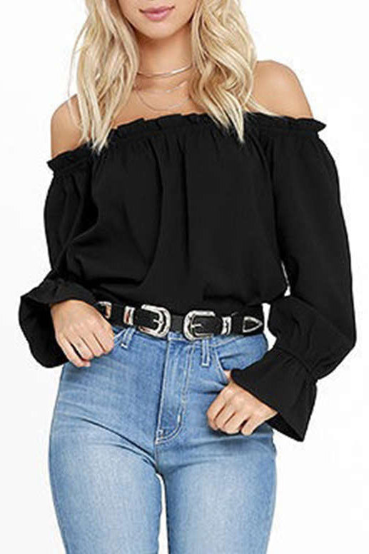 Iyasson Ruffled Edging Off-the Shoulder Top