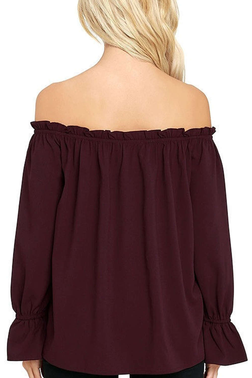 Iyasson Ruffled Edging Off-the Shoulder Top