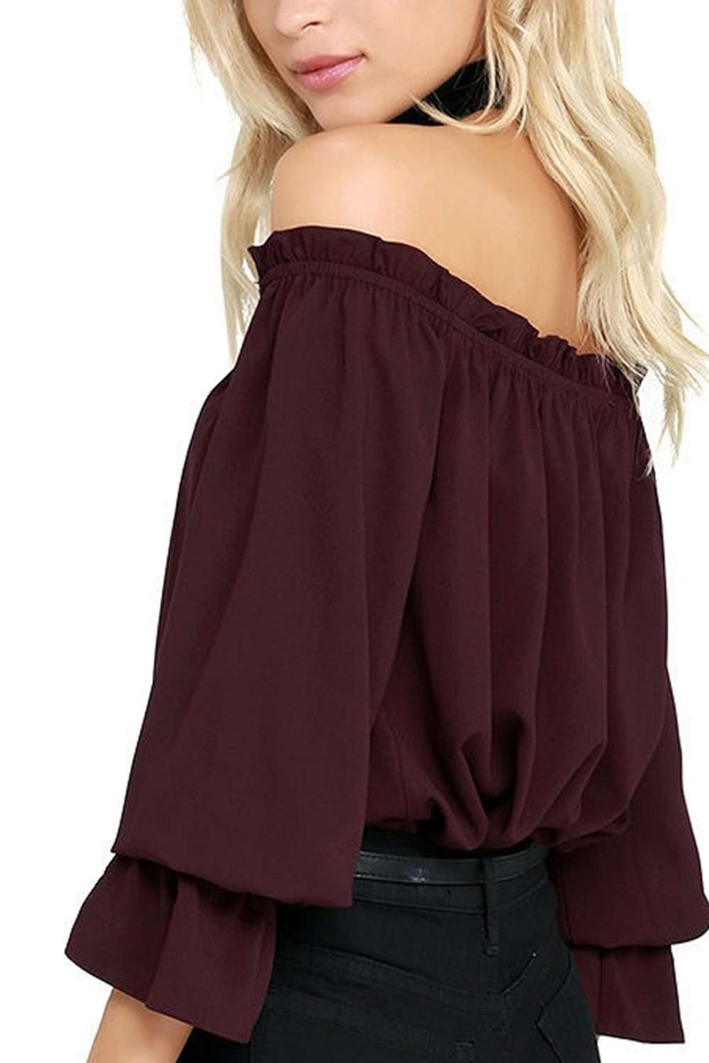 Iyasson Ruffled Edging Off-the Shoulder Top
