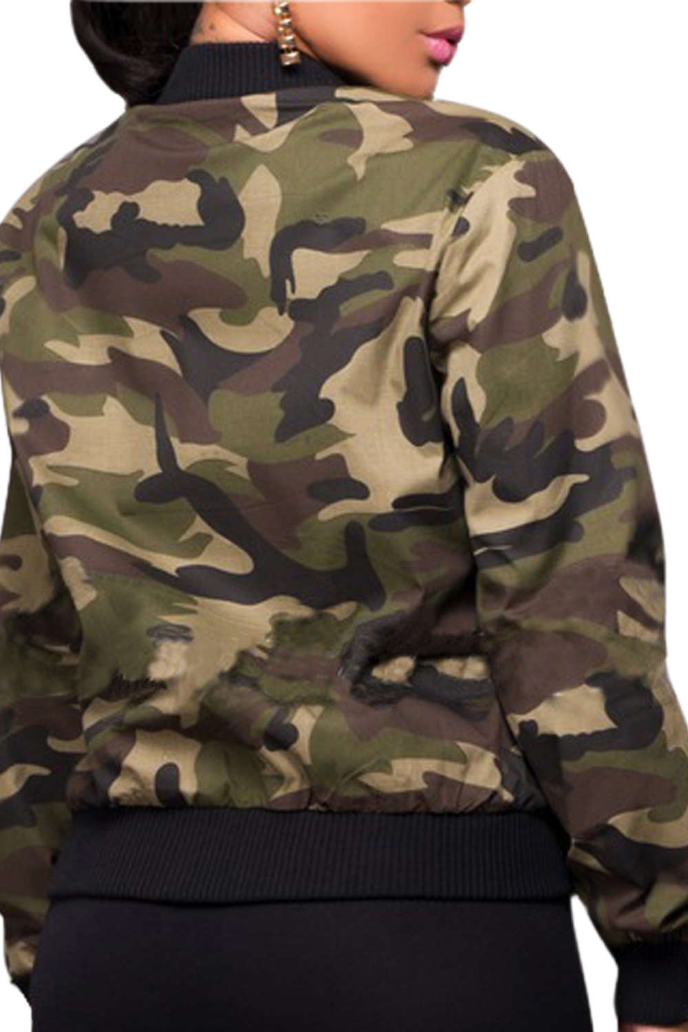 Iyasson Women's Zip Up Camo Baseball Jacket 