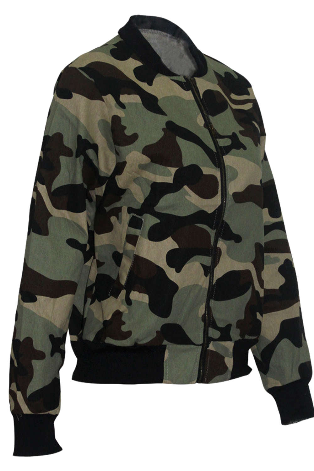 Iyasson Women's Zip Up Camo Baseball Jacket 