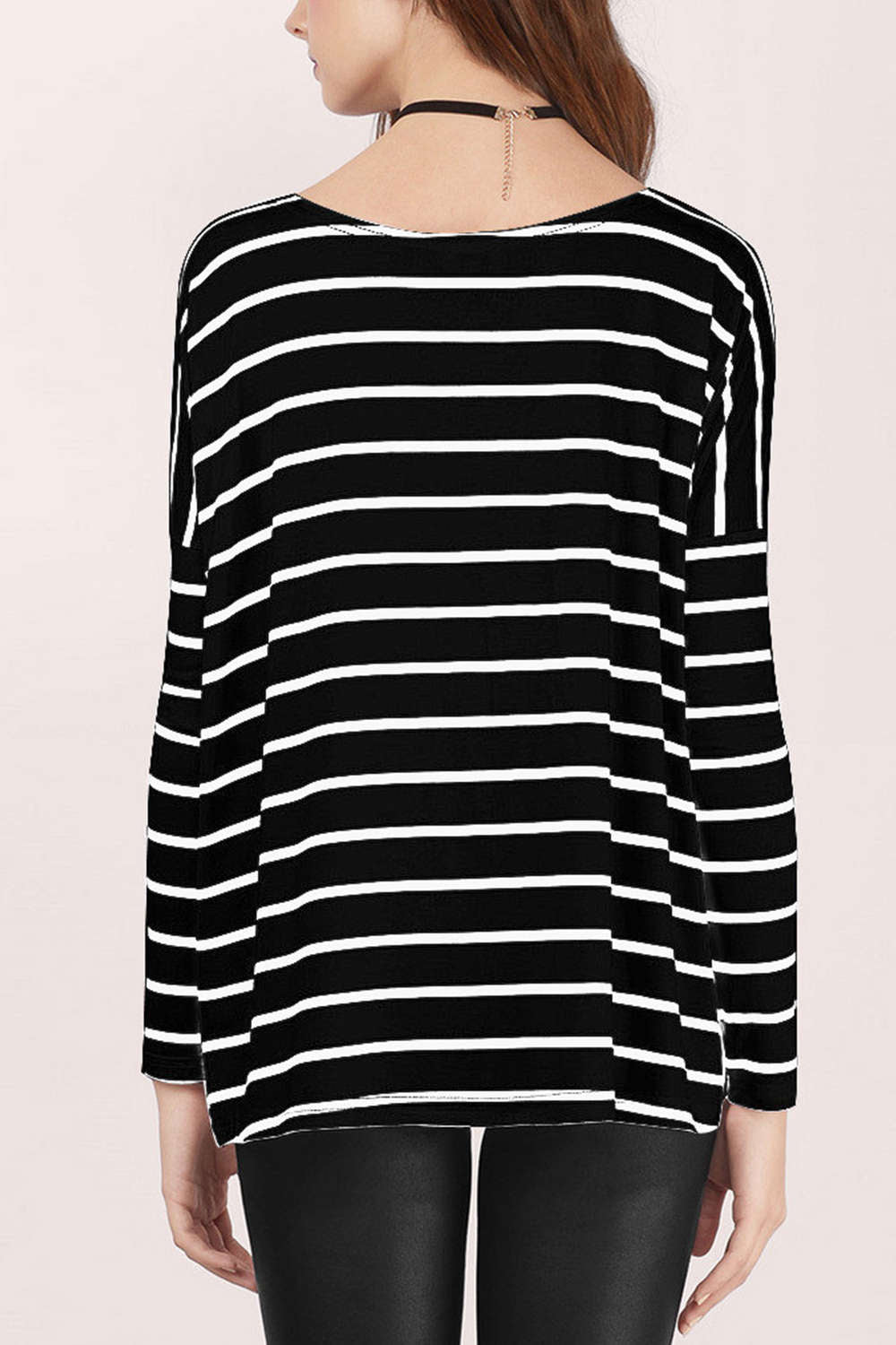 Iyasson Striped Dropped Shoulders T-shirt 