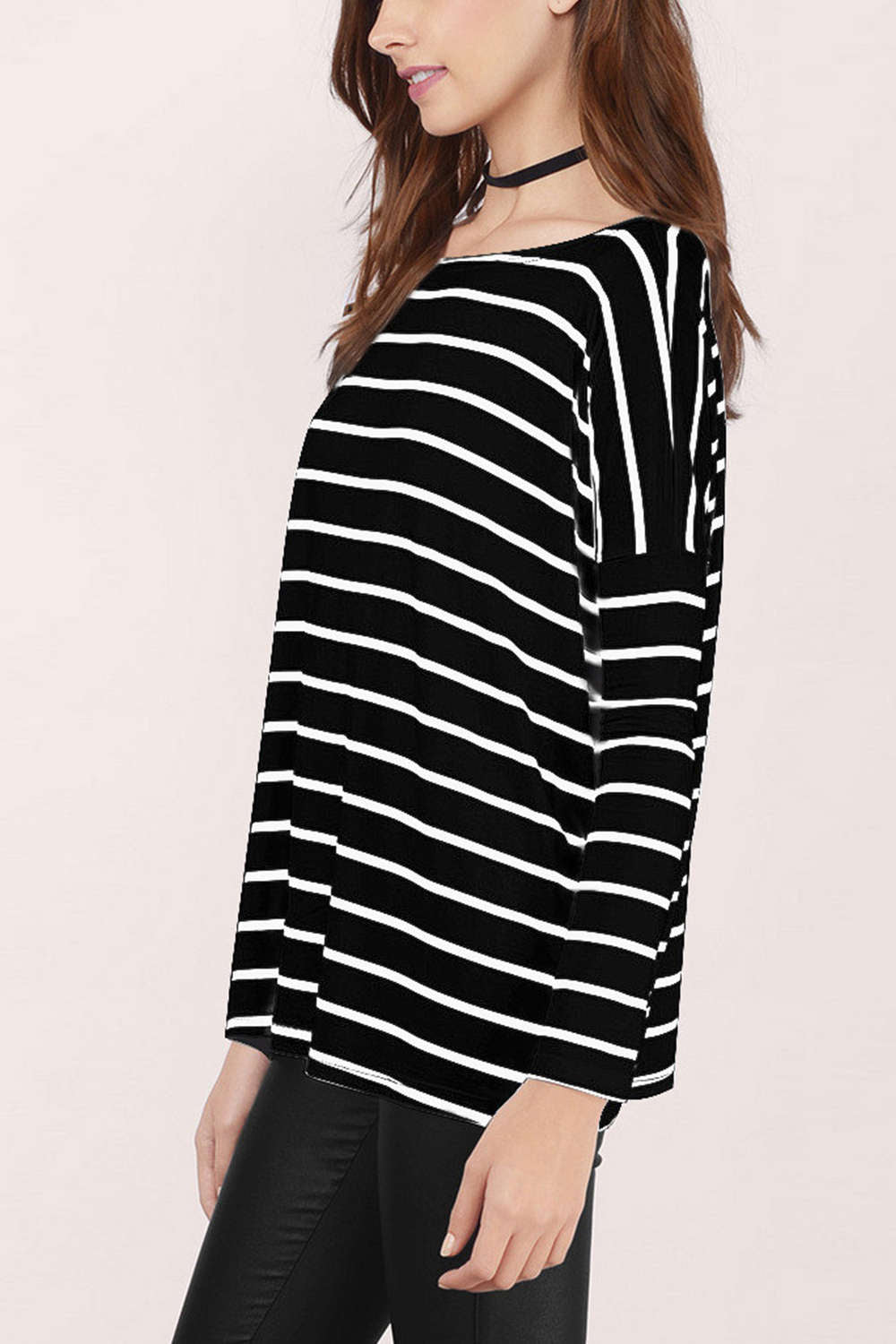 Iyasson Striped Dropped Shoulders T-shirt 