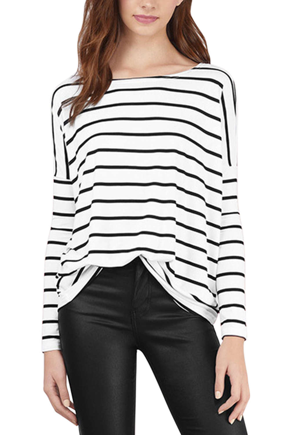 Iyasson Striped Dropped Shoulders T-shirt 