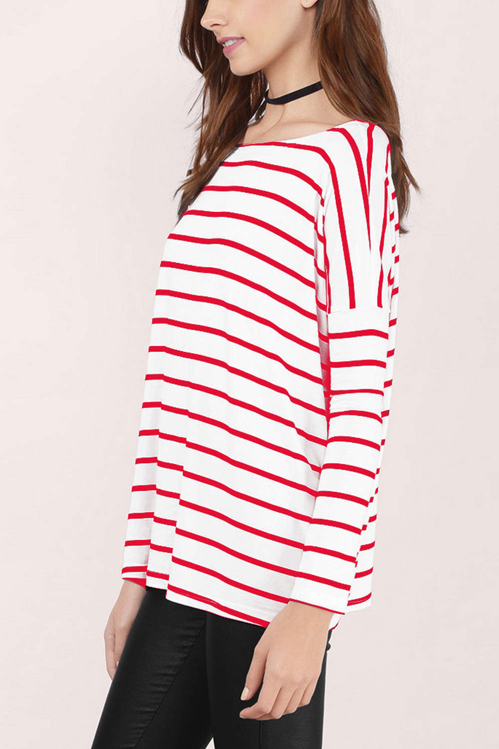 Iyasson Striped Dropped Shoulders T-shirt 