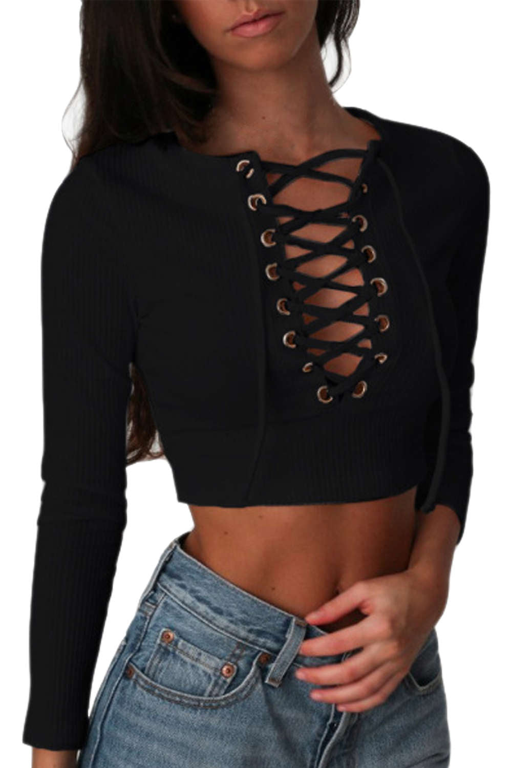 Iyasson Front Cross Cropped Sweater