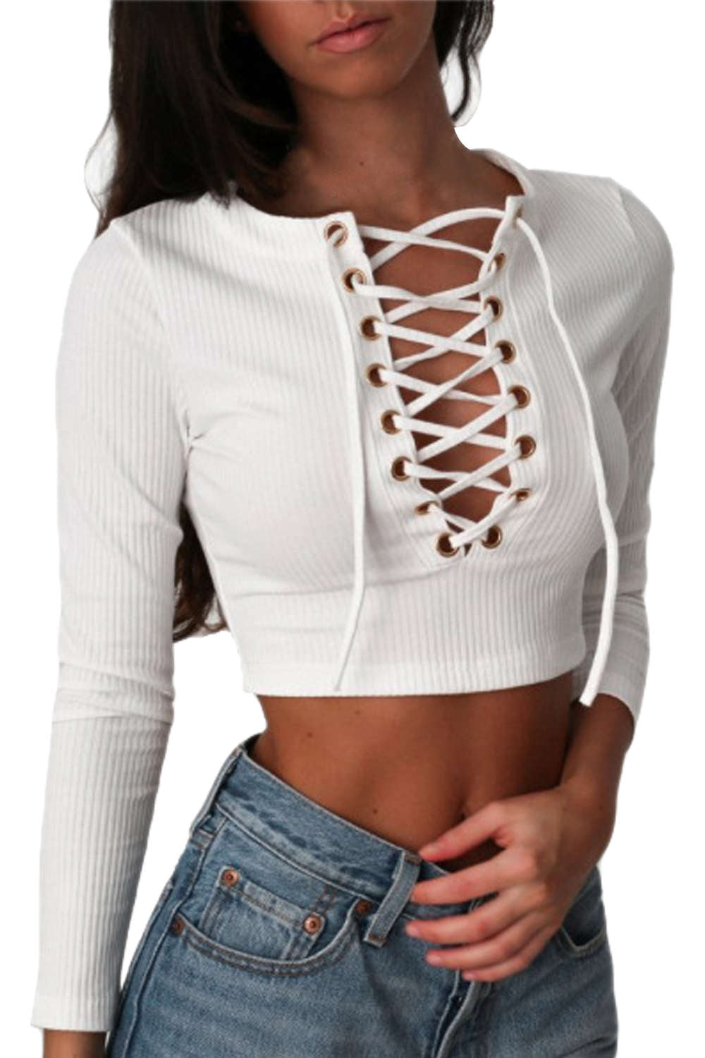 Iyasson Front Cross Cropped Sweater