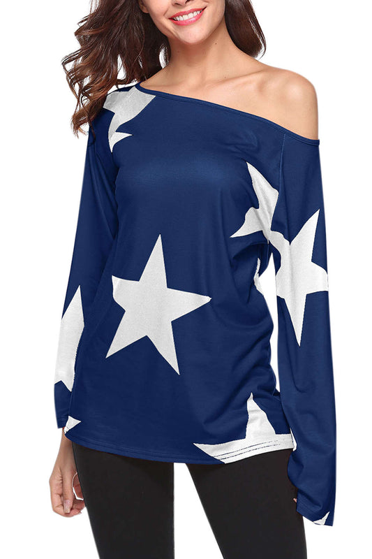 Iyasson Star Print One shoulder Top