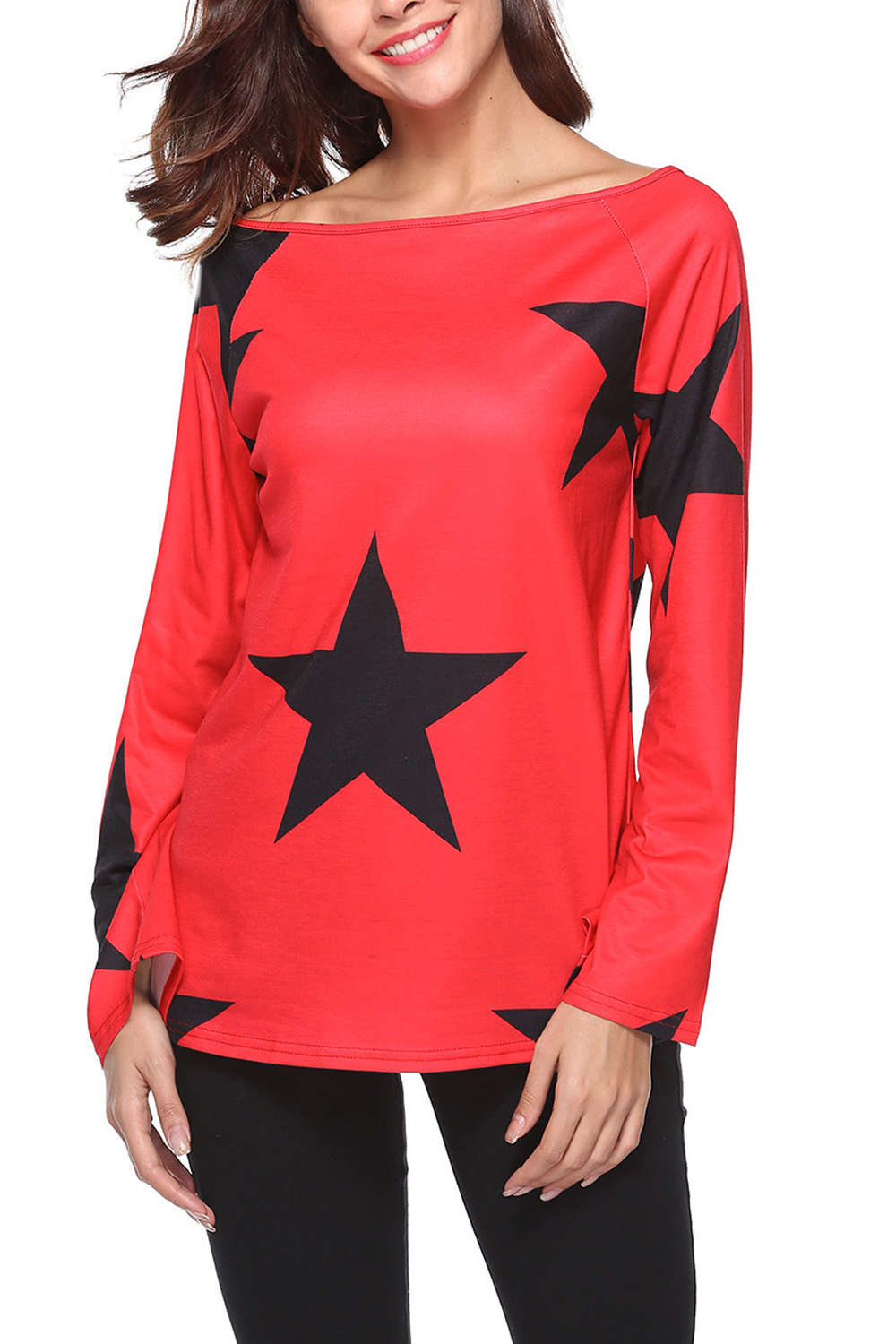 Iyasson Star Print One shoulder Top